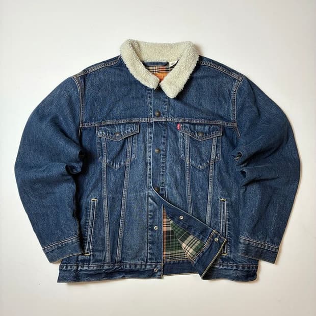 리바이스 00's 체크 라이닝 쉐르파 데님 트러커 자켓 PN8959