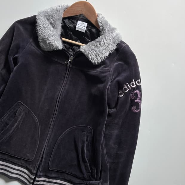 Adidas 아디다스 퍼플컬러 넘버링 벨벳 집업
