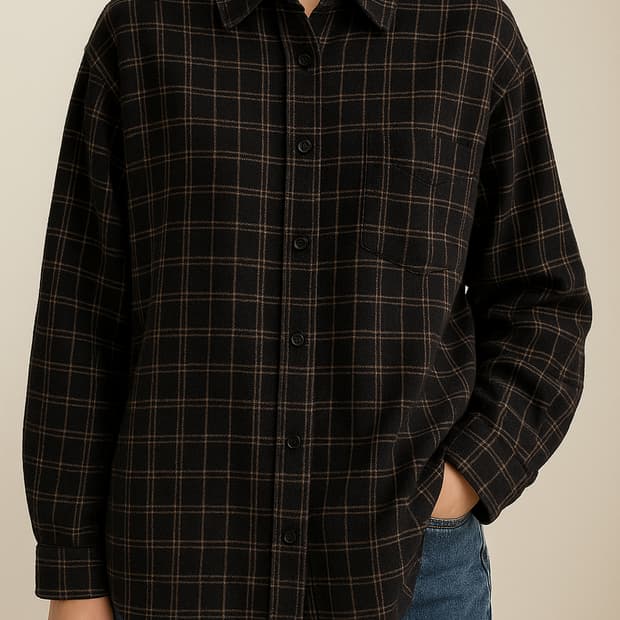 Stylish 체크 박시핏 따뜻한 휘뚜루마뚜루 남방셔츠 55~77