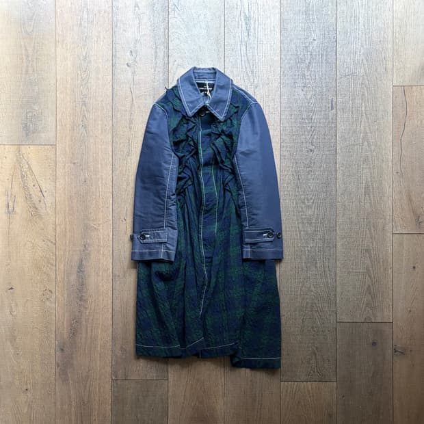 Check Shirring Docking Coat
