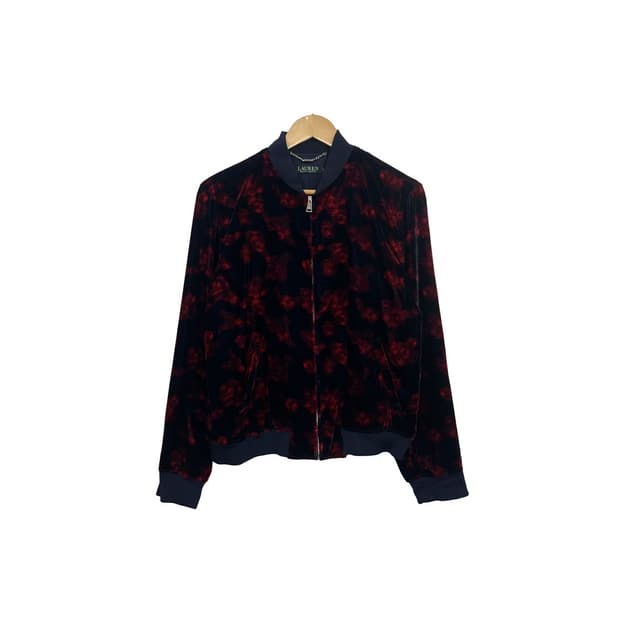 로렌 랄프로렌 플라워 패턴 벨벳 집업 자켓