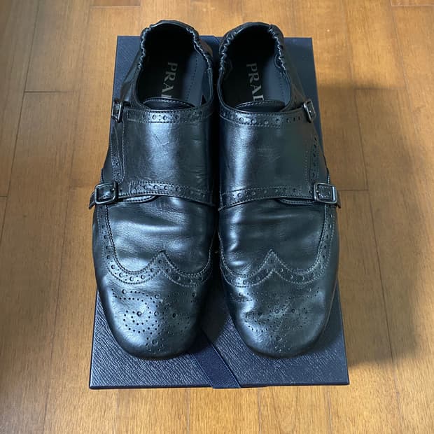 [UK10, 290] 프라다 더블몽크 스트랩 슈즈 블랙