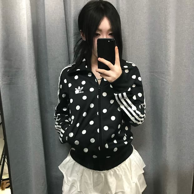 아디다스 오리지널스 파이어버드 트랙탑 폴카도트 블랙 95