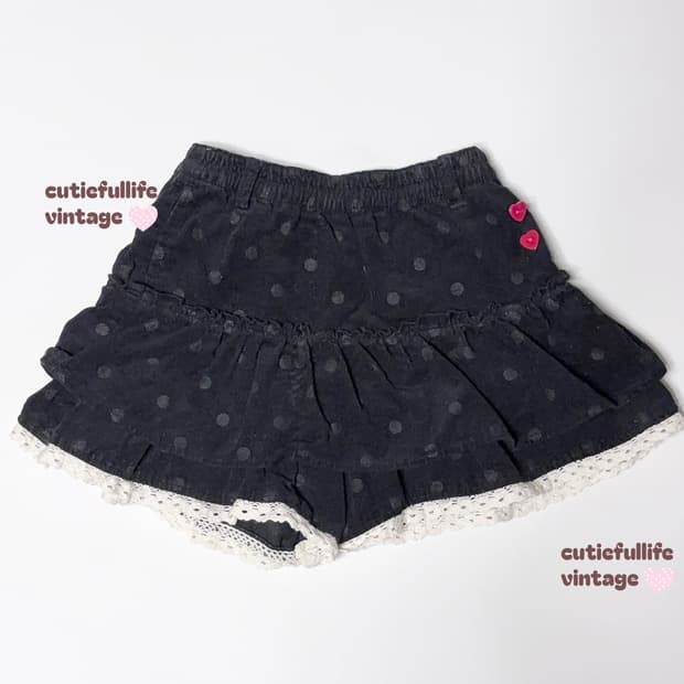 코듀로이 하트 단추 도트 큐롯