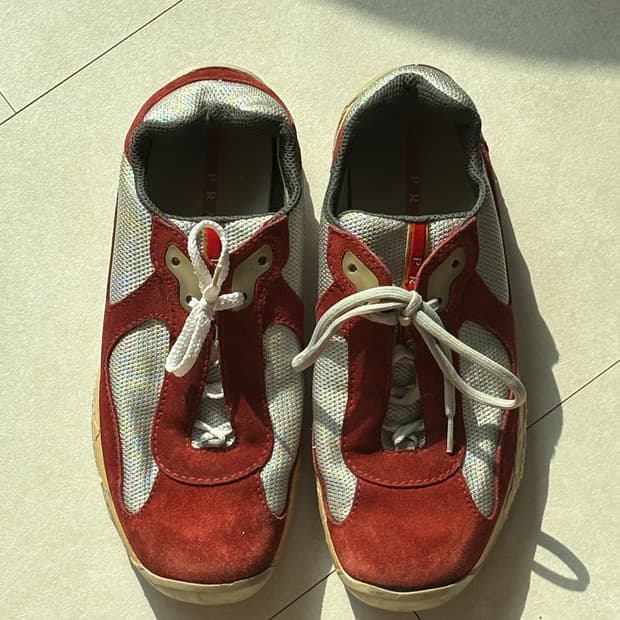 Prada Sport America’s Cup 버건디 스웨이드 UK9