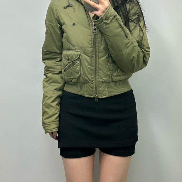 아베크롬비 산양로고 카키 봄버 자켓