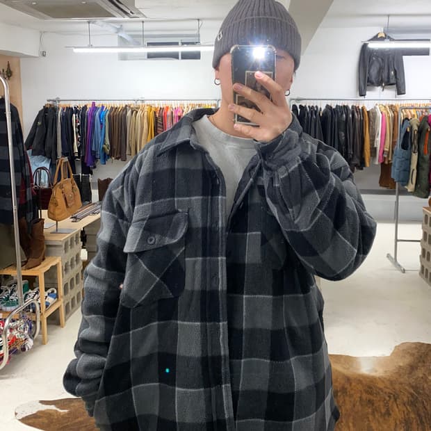 DICKIES fleece shirts jacket 디키즈 체크 후리스