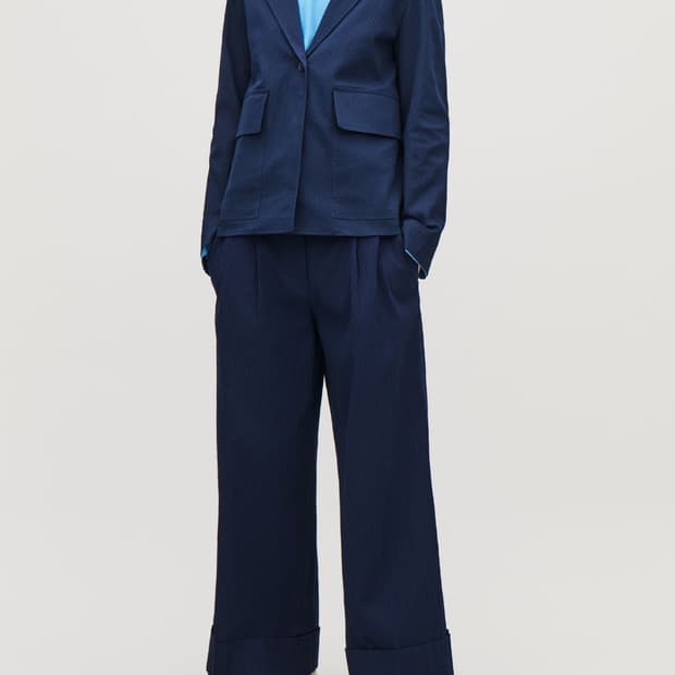 코스 네이비 시어서커 팬츠