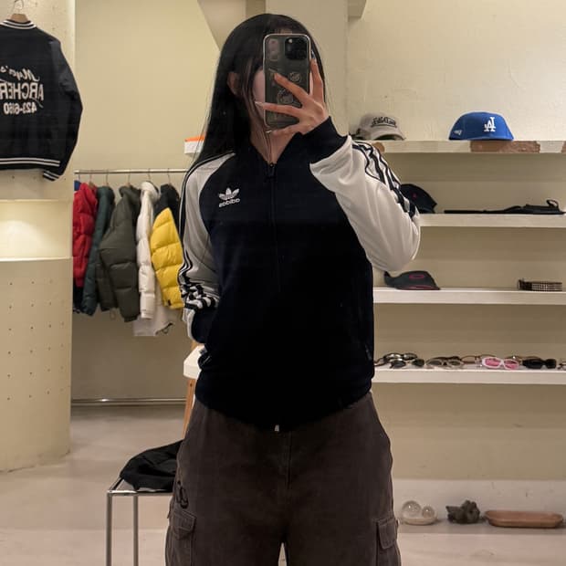 아디다스 레오파드 트레포일 빅로고 크롭 트랙탑 져지 U841