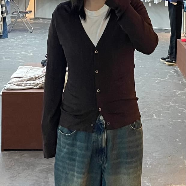 막스마라 브라운 브이넥 가디건 H1400