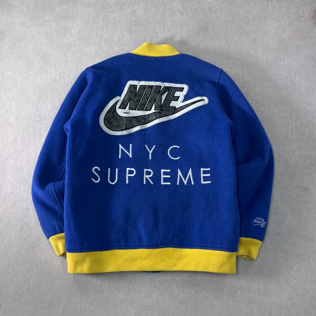 100 나이키 X 슈프림 스타장 슈나장 블루 2007 바시티 자켓