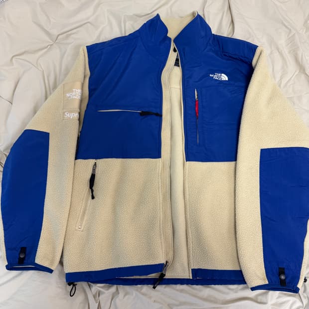 [L] 08fw 슈프림 노스페이스 디날리 후리스 플리스 크림블루