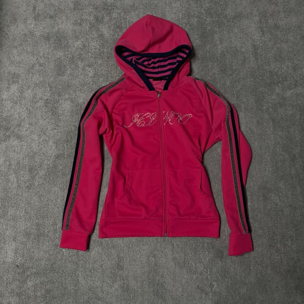 Vintage Gyaru Y2K reinstone hood zip