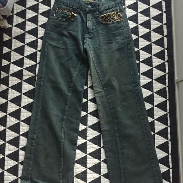 빈티지 호피 워싱 데님팬츠 