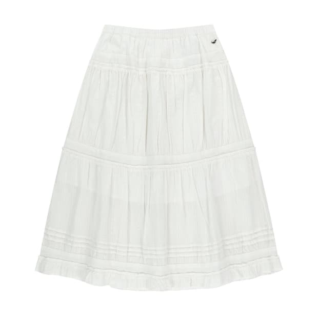 SHIRRING MIDI SKIRT WHITE