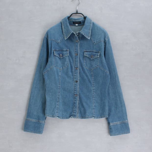 DAILY TOPIC _ stretch denim snap shirt