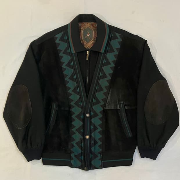 90s 아즈텍 나바호패턴 스웨이드 봄버자켓