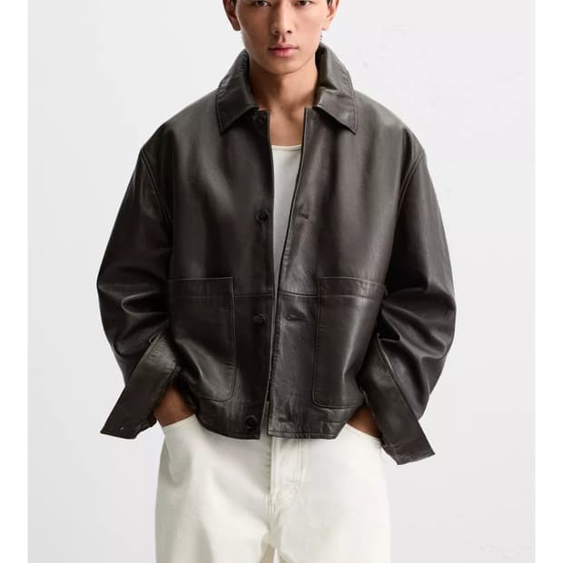 자라 리얼 레더 포켓 점퍼 xl