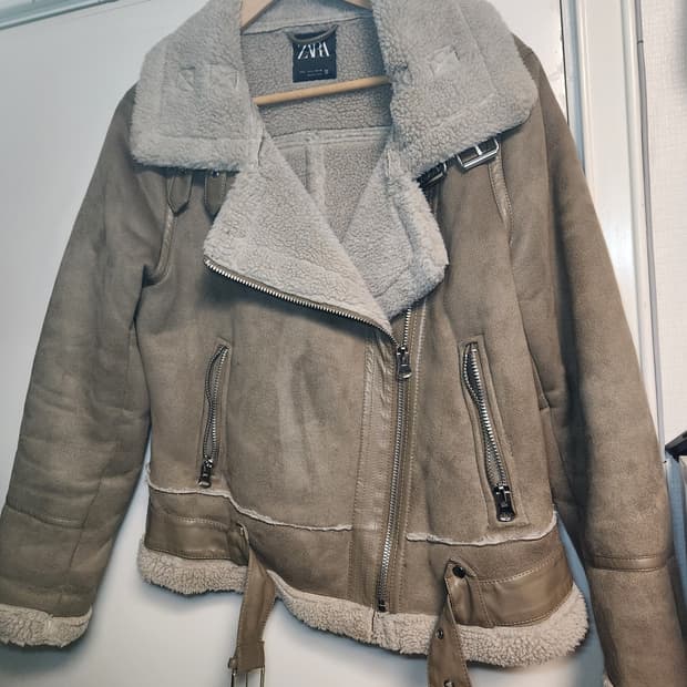 자라 스웨이드 무스탕 자켓 베이지 L