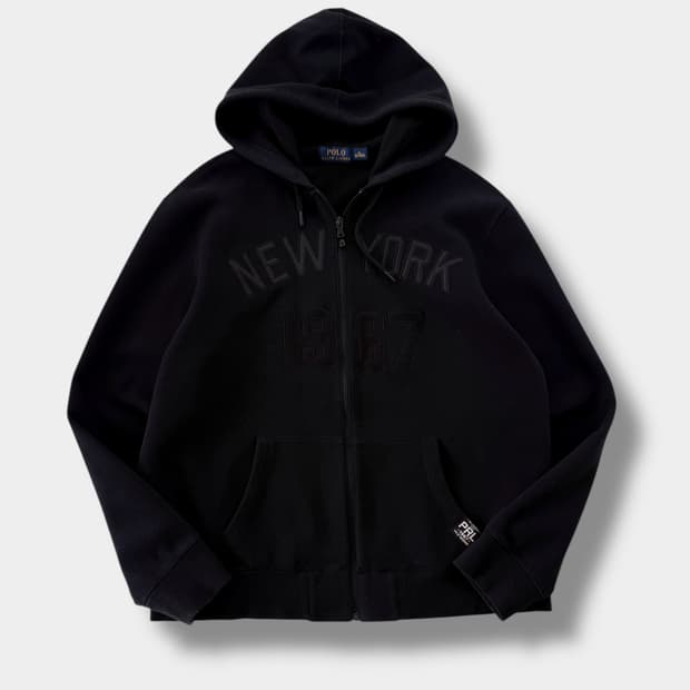 폴로 랄프로렌 오버핏 신형 블랙 뉴욕 빅로고 후드집업