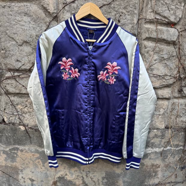 일본 빈티지 자수 스카쟌 블루종 자켓