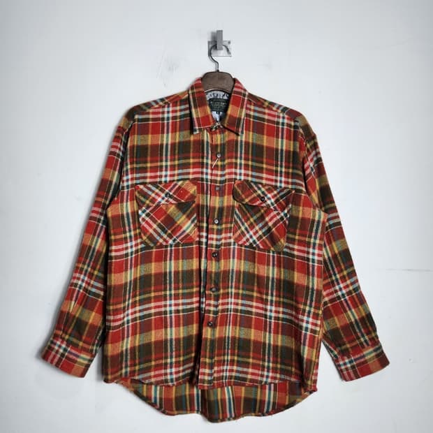 L 빈티지 체크 셔츠
