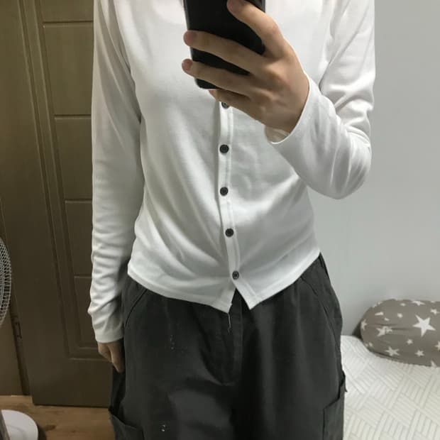 스판 화이트 가디건