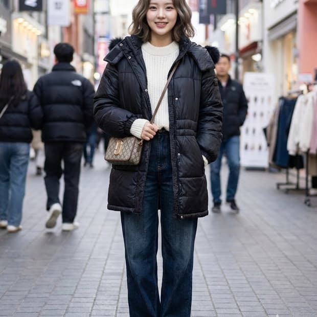 엠포리오 아르마니 블랙 후드 패딩 코트