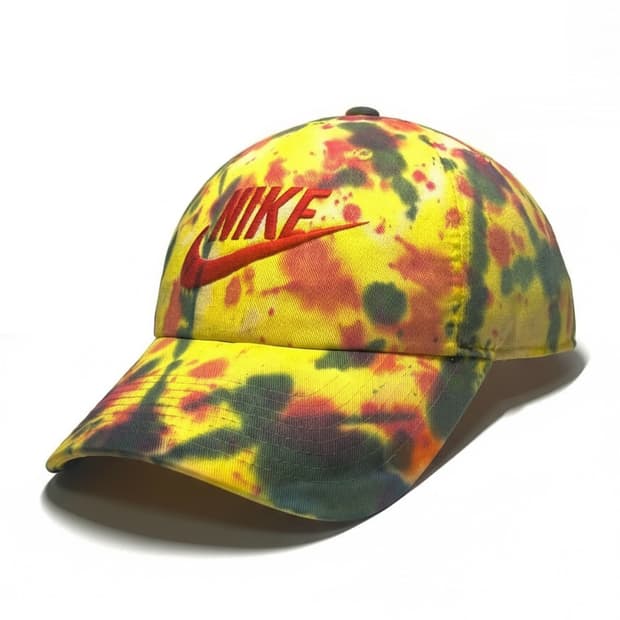 나이키 초레어 빈티지 커스텀 타이다이 노랑/초록/레드 봄의폭발 볼캡 모자