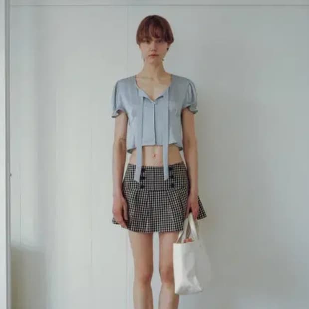 오버듀플레어 체크스커트 새상품