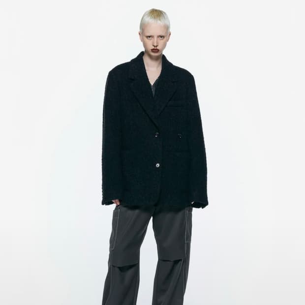 부클 오버사이즈 투웨이 자켓 BLACK