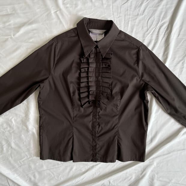brown ruffle blouse, Max Mara