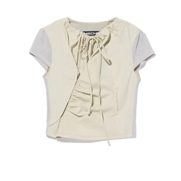 미스치프 사이드 후크 셔링 셔츠 베이지 s