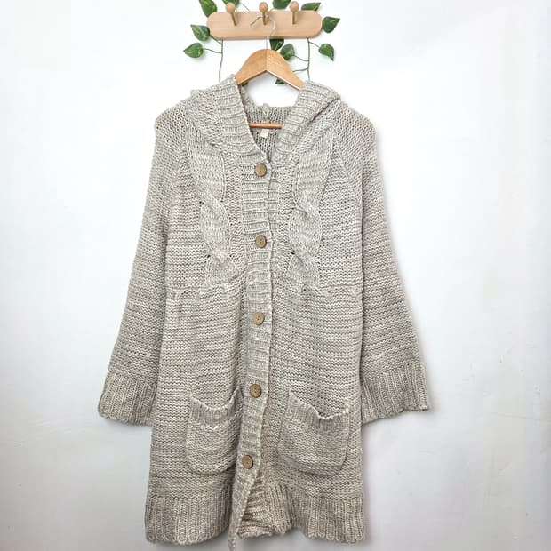 모리 니트 후드 원피스