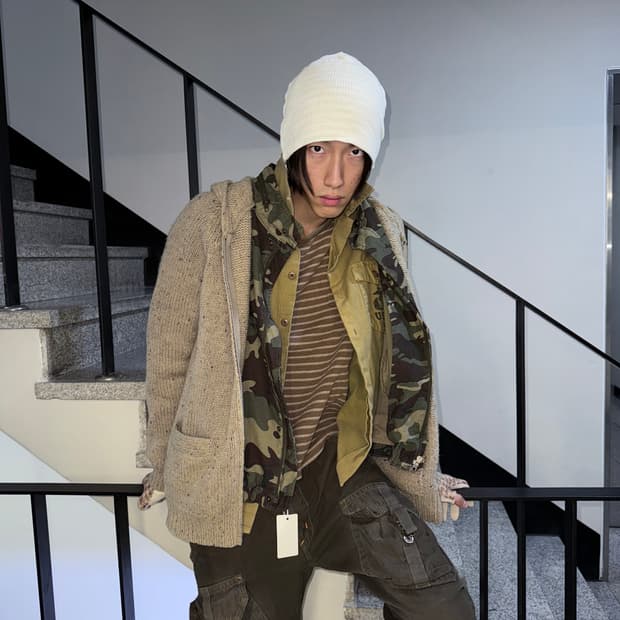 heavy knit hooded zipup jacket