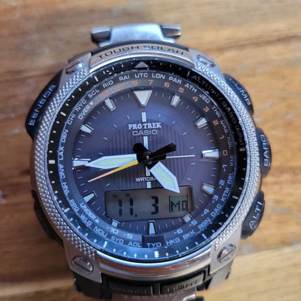카시오 프로트렉 메탈시계 PRG-505T 등산 낚시 캠핑 아웃도어 