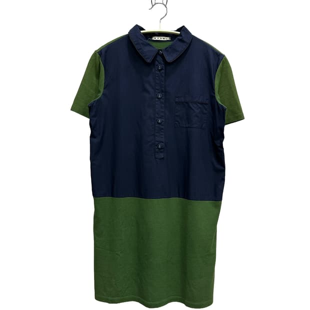 마르니 배색 카라 롱티셔츠