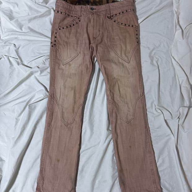 니콜 클럽 포 맨 스터드 플레어 팬츠 y2k vkei 펑크 