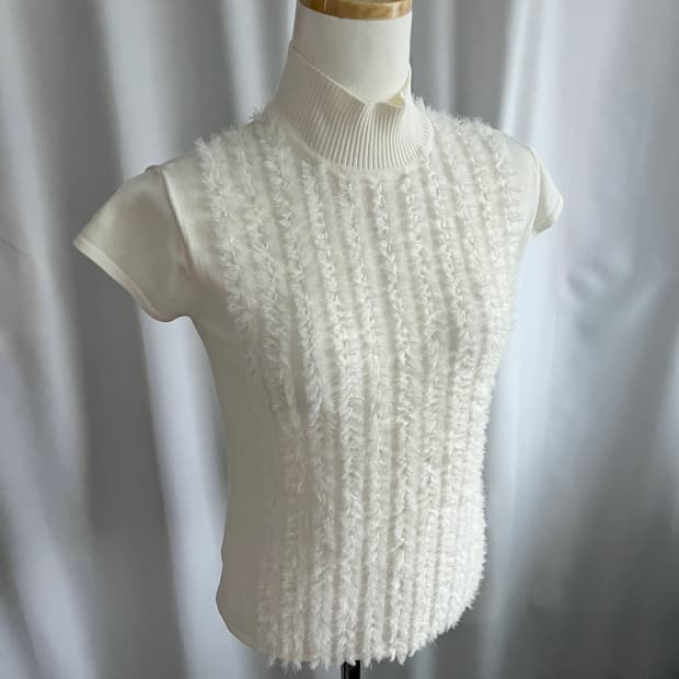 fur point half turtle neck knit