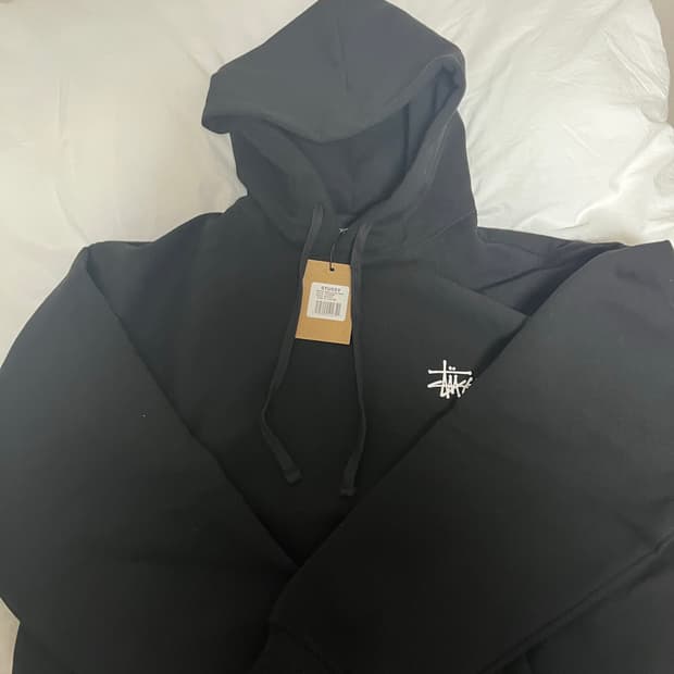 스투시  기모 후드 블랙 XL