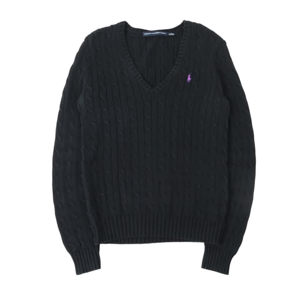 폴로 랄프로렌 다크네이비 케이블 브이넥 니트 스웨터