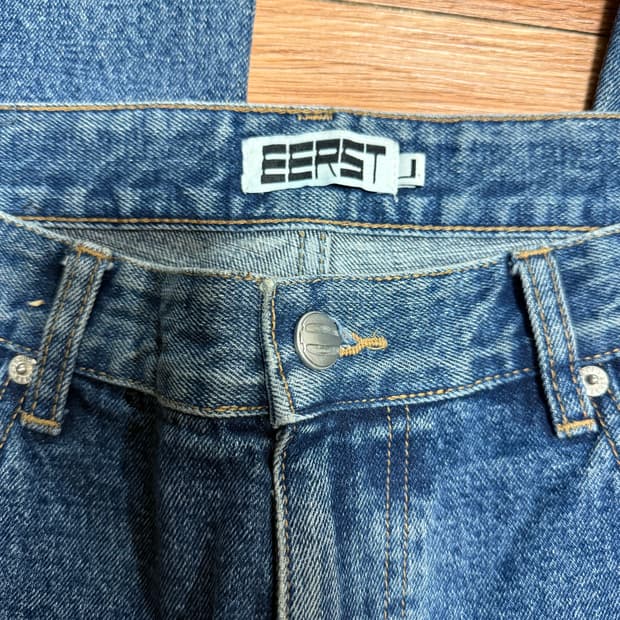 Eerst 별프린트 부츠컷 데님 팬츠