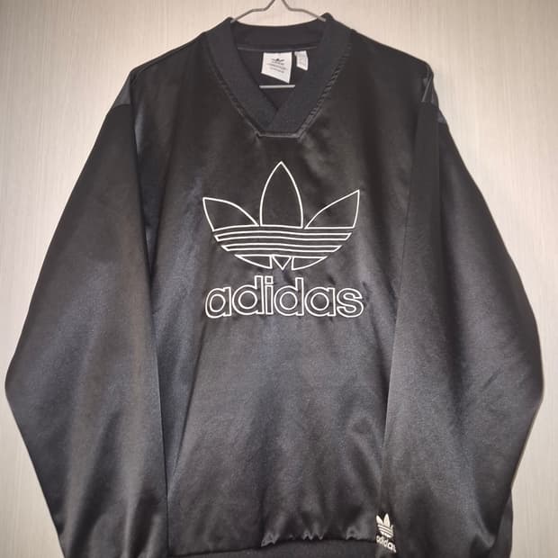 아디다스 새틴 저지 맨투맨 블랙 L