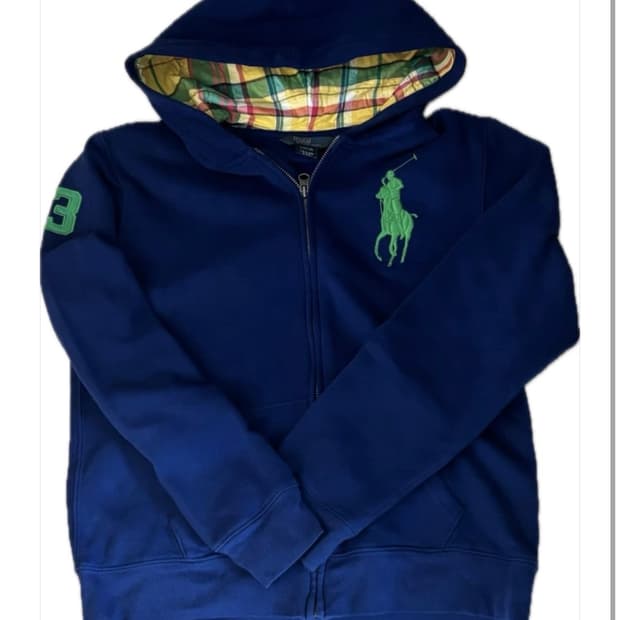 폴로 빅포니 후드집업 블루