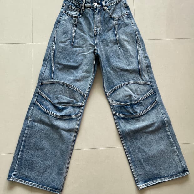 DNSR 멀티 다트 와이드 데님 팬츠 블루