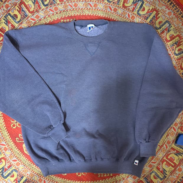 90s 러셀 빈티지 퍼플 페이딩 스웻셔츠 2xl