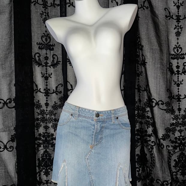 light blue denim skirt
