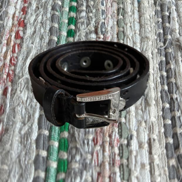 Diesel Studded Black Leather Belt 