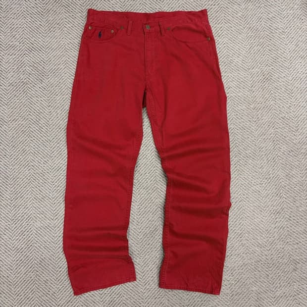 폴로랄프로렌 레드 코튼팬츠 v1100