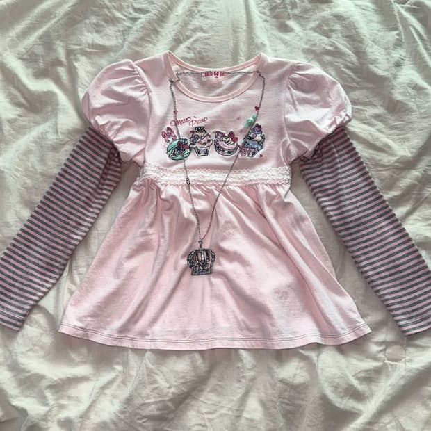 메조피아노 퍼프 소매 티셔츠 일본빈티지 로리타 히메카지 큐트코어 kids